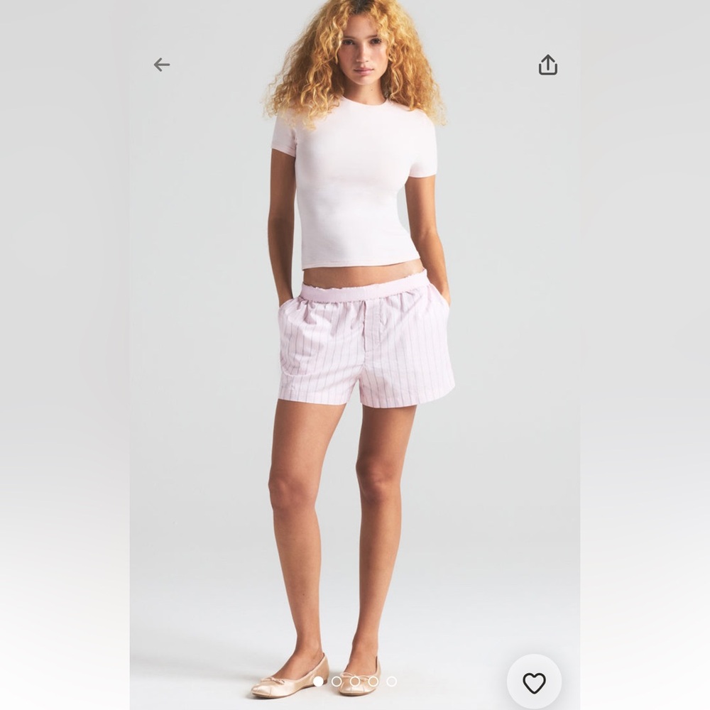 SKIMS Pink Striped Women Shorts